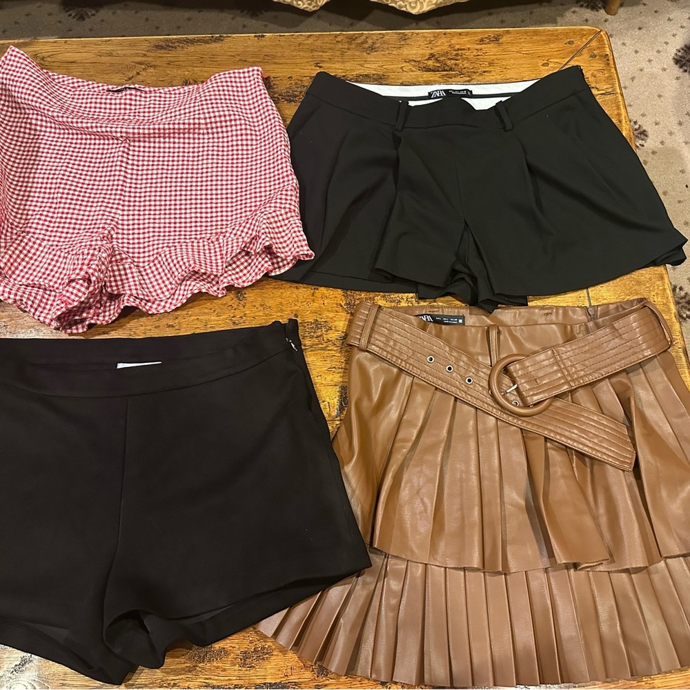 Zara lot sz large Women's Shorts and Skirt in Red, Black, and Brown